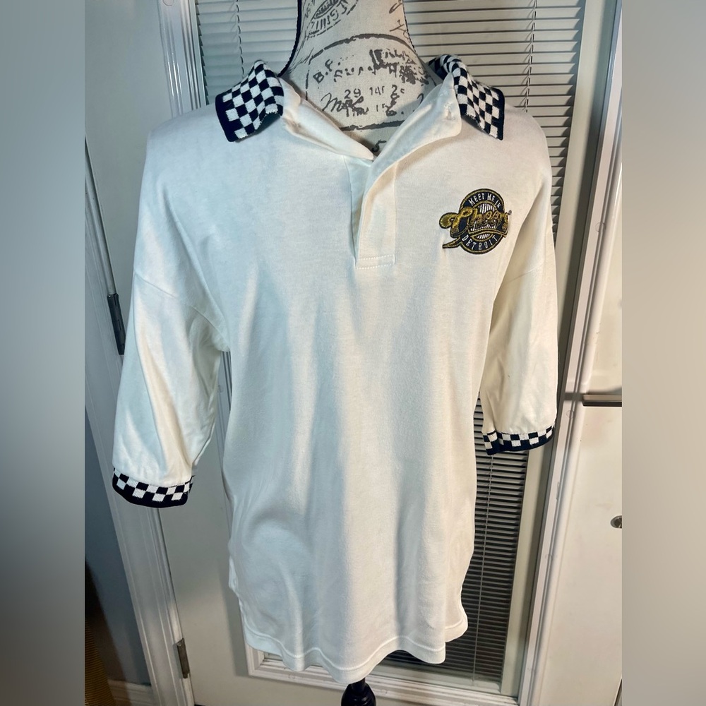 Size S Vintage 90's Authentic CHEERS TV Show Bar Polo Shirt Check Made USA Promo